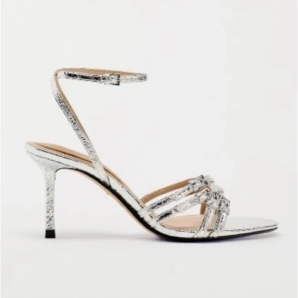 Zara | Shoes | Zarasilver High Heeled Strap Sandals | Poshmark